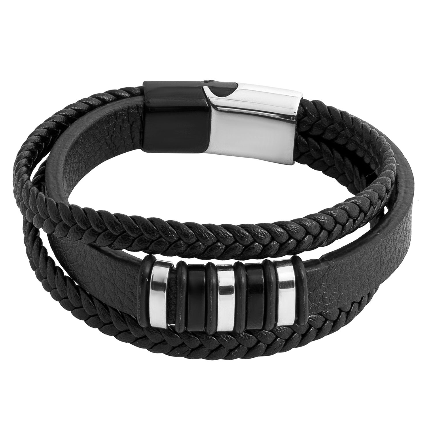 Buy Personalized Mens Black Leather Bracelets Free Engraving 7.6 Inches ID  Bracelets Customized for Men Women Online at desertcartINDIA